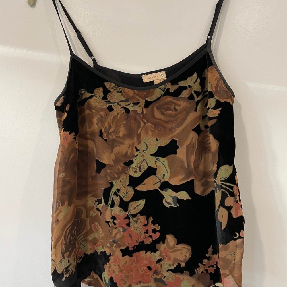 Velvet and Floral Burnout Blouse